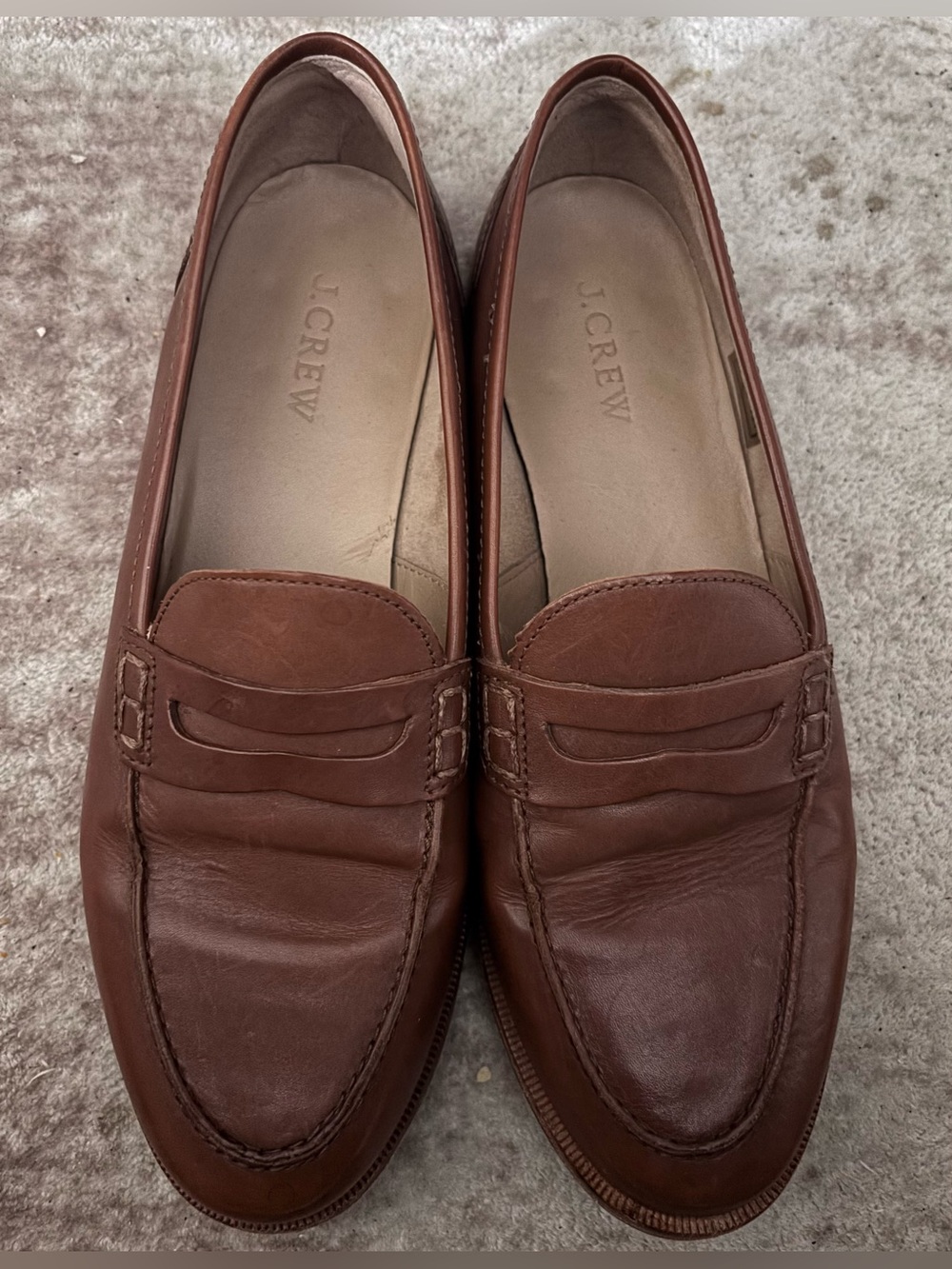 J.Crew Brown Leather Penny Loafers Shoes Size 8.5